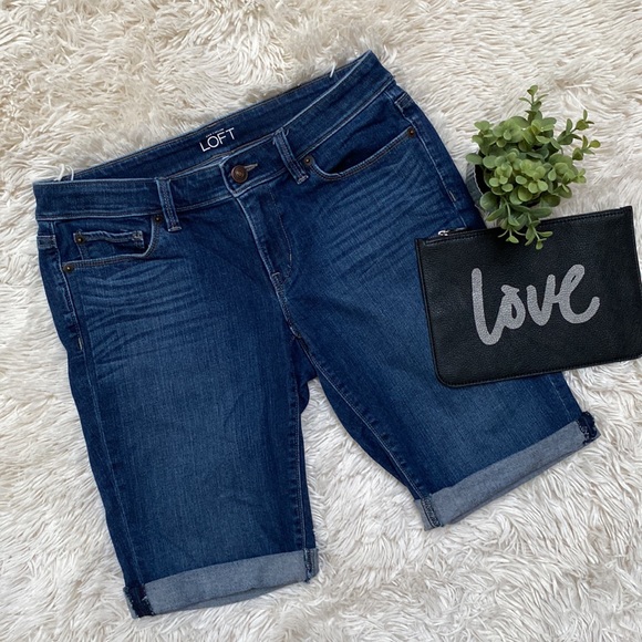 Loft Jean Shorts 💗 Dark Wash - Picture 1 of 14